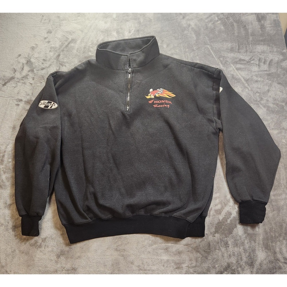 Honda Racing Sweatshirt Mens 2XL Black 1/4 Zip Woody Woodpecker Joe Rocket VTG